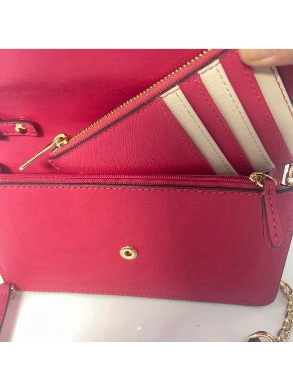 Michael Kors Saffiano Leather Envelope Crossbody & Matching Wallet Electric Pink - Picture 3 of 13